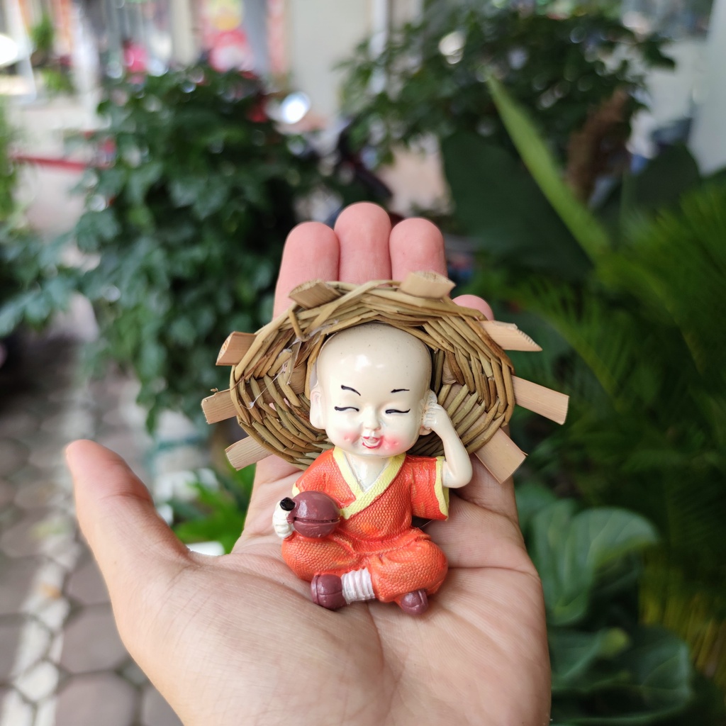 Bộ 4 chú tiểu hòa thượng đội nón cao 8cm có bán lẻ chú tiểu