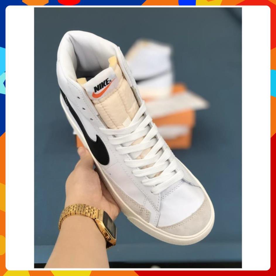 Giày Blazer Mid Top 77 viền đen chất lượng cao, Giầy Sneaker sơn tùng trắng đen