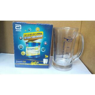 Ly thủy tinh ensure chia ml,có quai cầm