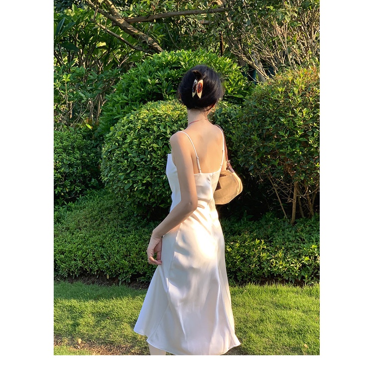 Đầm Hai Dây Dáng Dài Phong Cách Pháp Thời Trang Mùa Hè Cổ Điển Cho Nữ