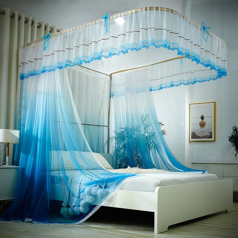 【màn chống muỗi】Cửa lưới chống muỗi ray chữ U 3 cánh inox cung điện sàn rút 1,8m giường đôi 1,5m lướ