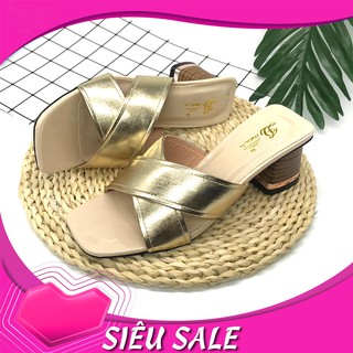 [XẢ KHO 3 NGÀY]Guốc nữ 5 phân quai chéo màu đồng trẻ trung