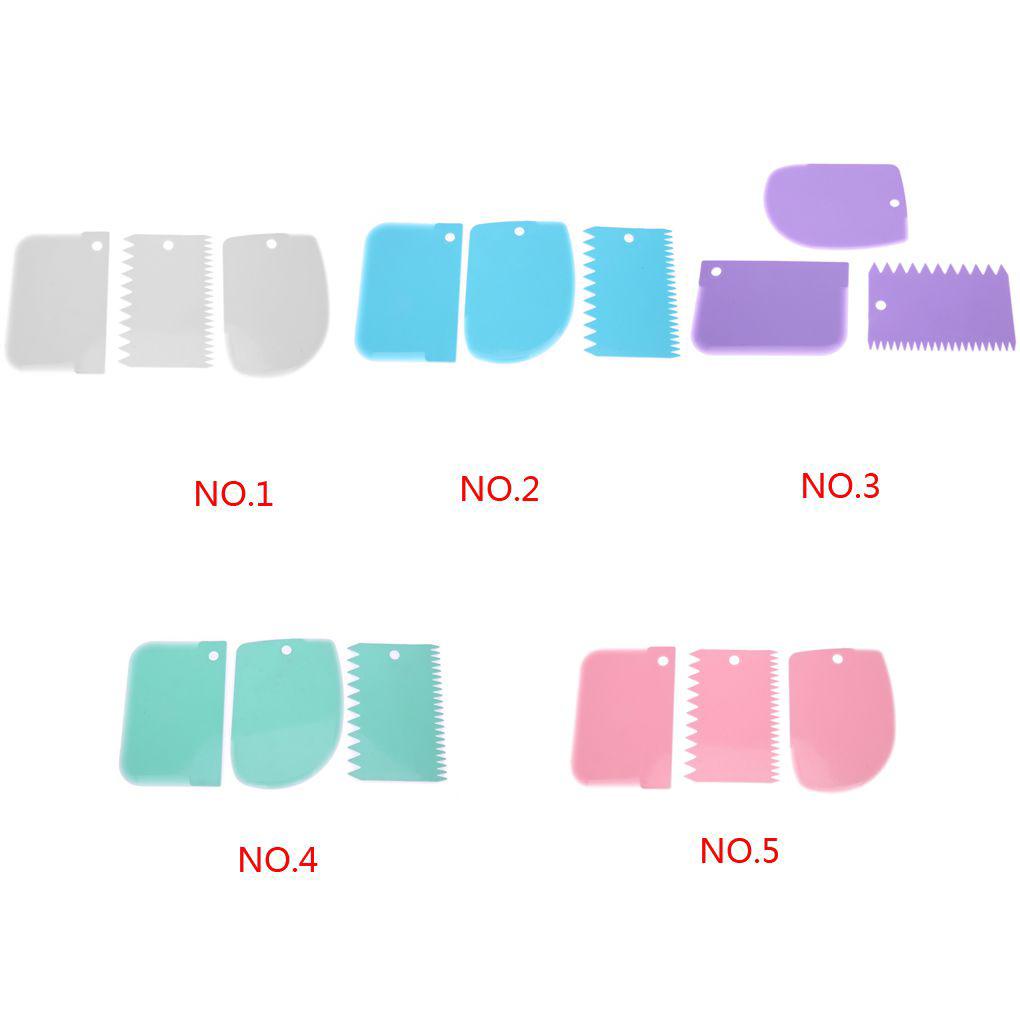 Set 3 Dụng Cụ Làm Mịn Trang Trí Bánh Kem Cầm Tay Bằng Nhựa
