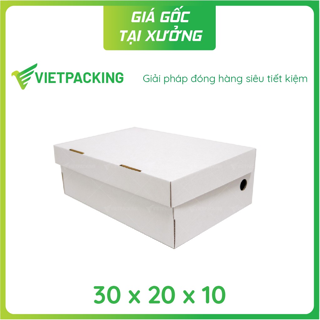 30x20x10 - 20 hộp carton đựng giày màu trắng siêu sang V176