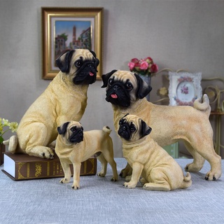 UMô phỏng Con chó Trang trí hình Pug Phòng khách Máy tính để bàn Động vật Điêu khắc Nhựa Món quà dễ thương nội thất