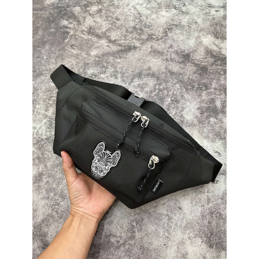 Túi Đeo Chéo Life.Work Logo Waist Bag Black B360