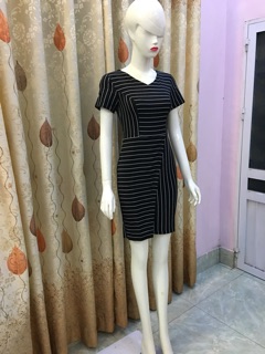 Đầm kẻ chéo thời trang V18 cao cấp