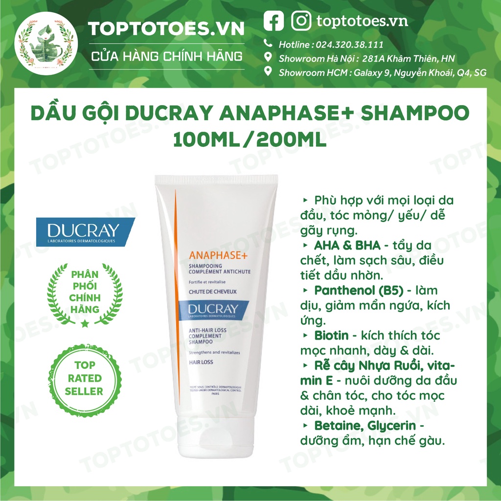 Dầu gội giảm rụng tóc và hỗ trợ mọc tóc Ducray Anaphase + Shampoo 200ml [NHẬP KHẨU CHÍNH HÃNG 100%]