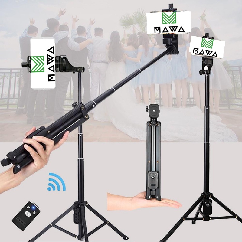 Gậy chụp ảnh 3 chân tripod Yunteng VCT 1688 chụp hình bluetooth quay video, livestream kèm túi đựng, đầu kẹp điện thoại