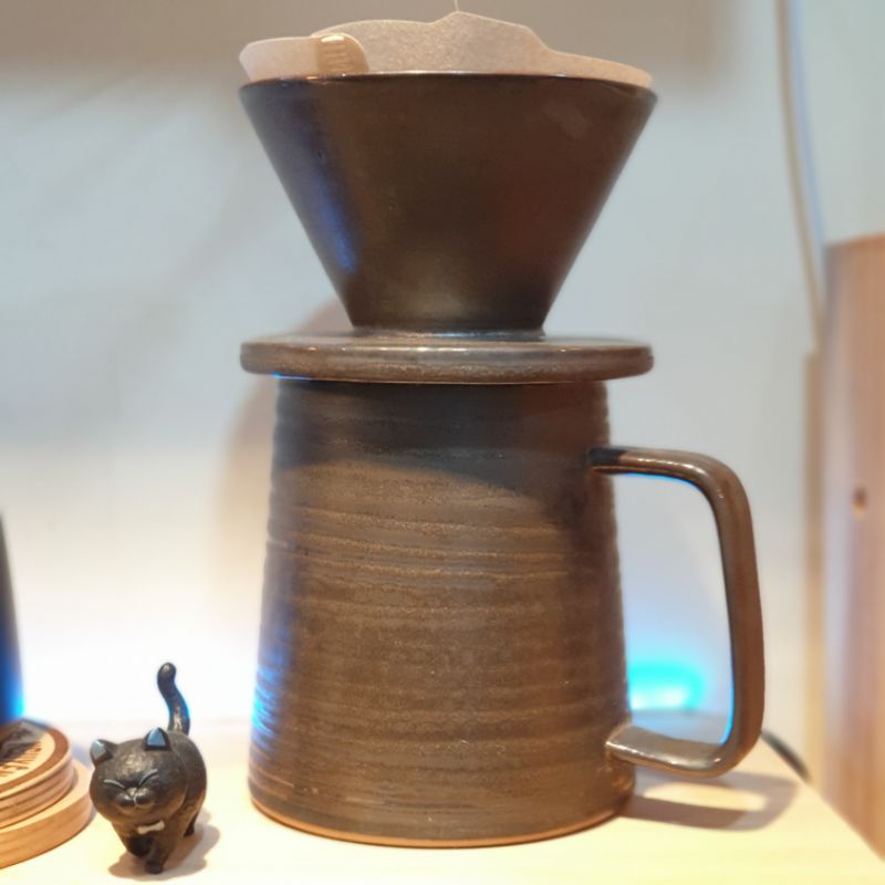 Bộ phễu pha cà phê Pour over V60 men giả cổ phong cách gốm Nhật