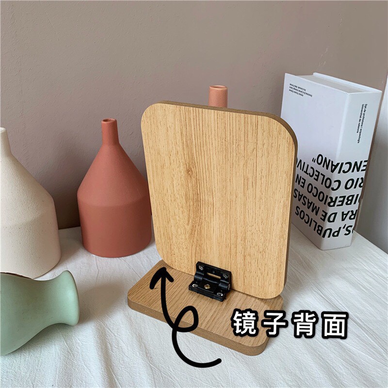 Gương gỗ để bàn trang điểm, makeup, decor phòng ngủ size 27*17cm ( tặng kèm bút vẽ gương )