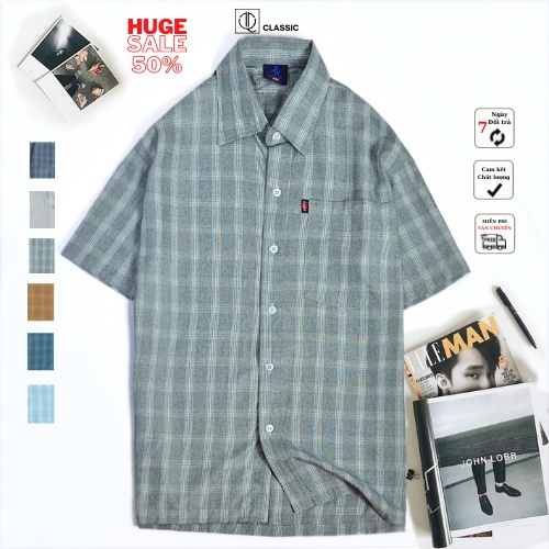 Áo sơ mi nam tay ngắn vải đũi kẻ sọc ngang Qclassic hình thật, ảnh tự chụp, đẳng cấp và sang trọng, lịch lãm A0019