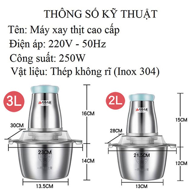 Máy xay thịt chính hãng - máy xay thịt đa năng loại tốt 2 lít cao cấp QIAO MA, thực phẩm, trái cây, hoa quả