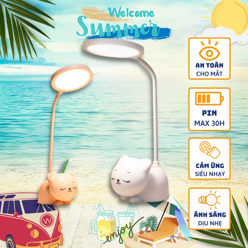 Đèn led để bàn học con mèo dễ thương công nghệ chống loá chống mỏi mắt có tới 6 chế độ sáng phù hợp
