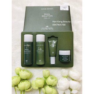 Sét mini dưỡng da tái tạo săn chắc sáng mịn  Snail Solution Trial Kit Nature Republic