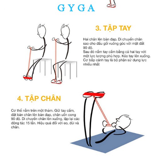 Dây kéo cao su 4 ống đàn hồi dây thể thao tập gym yoga tập bụng tại nhà hiệu quả dẻo dai bền đẹp GYGA