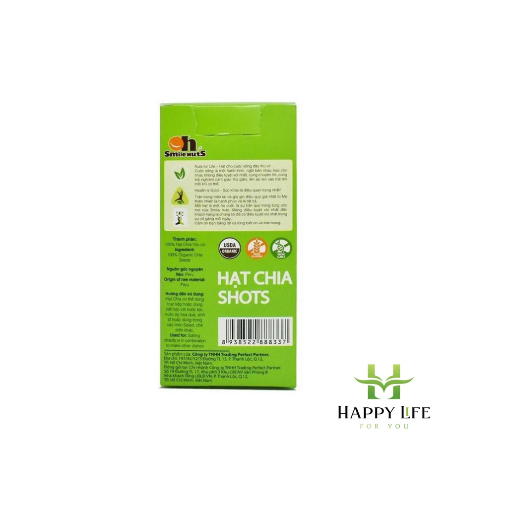 Hạt chia shots hữu cơ, hạt chia giảm cân nhập khẩu Peru (8g x 10 gói) - Happy Life 4U