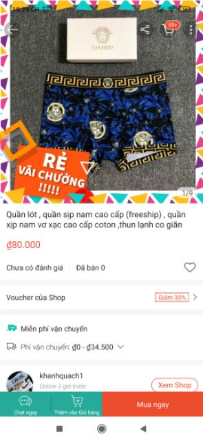 Bộ 3 boxer quần lót sịp nam thun lạnh siêu mềm mát đủ 3 màu, kiểu dáng trẻ trung, ko ưng đổi trả thoải mái