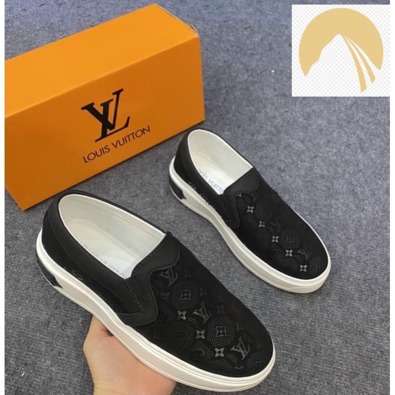 🙅 Giầy nam slip on LV hoạ tiết vân chìm mầu đen, Giầy sục da mềm đế cao su phong cách hàn quốc btshop từ 38 đến 42. 🙅