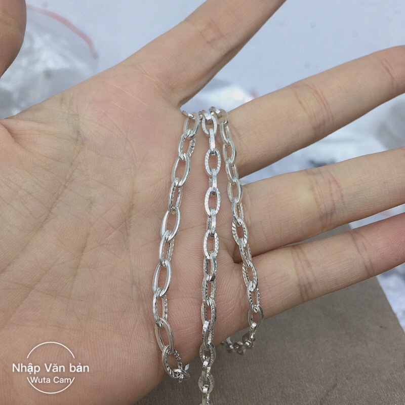 Lắc tay mắt xích bầu dục bạc ta NGỌC MẬU