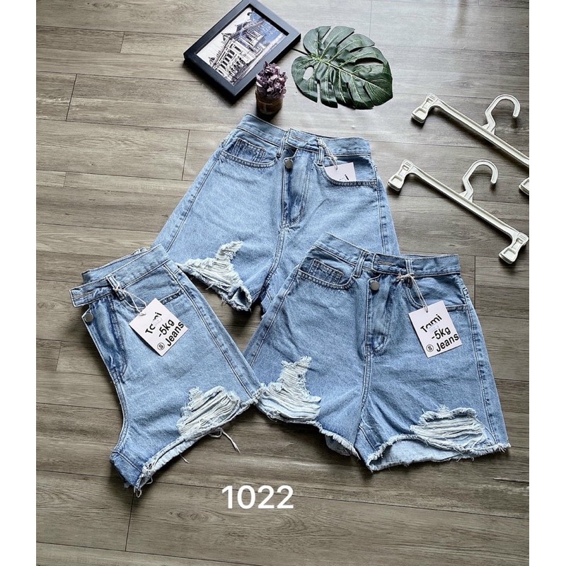 Quần short jean nữ rách size từ 40kg đến size đai 75kg mẫu rách quần short lưng cao hàng VNXK MS1022 - 2KJean