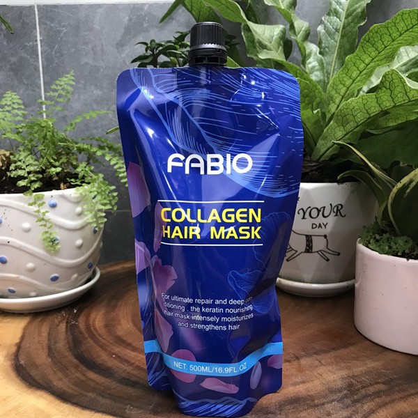 Dầu hấp ủ tóc Collagen FABIO 500ml bổ sung dưỡng chất cho tóc sau khi nhuộm, uốn, ép