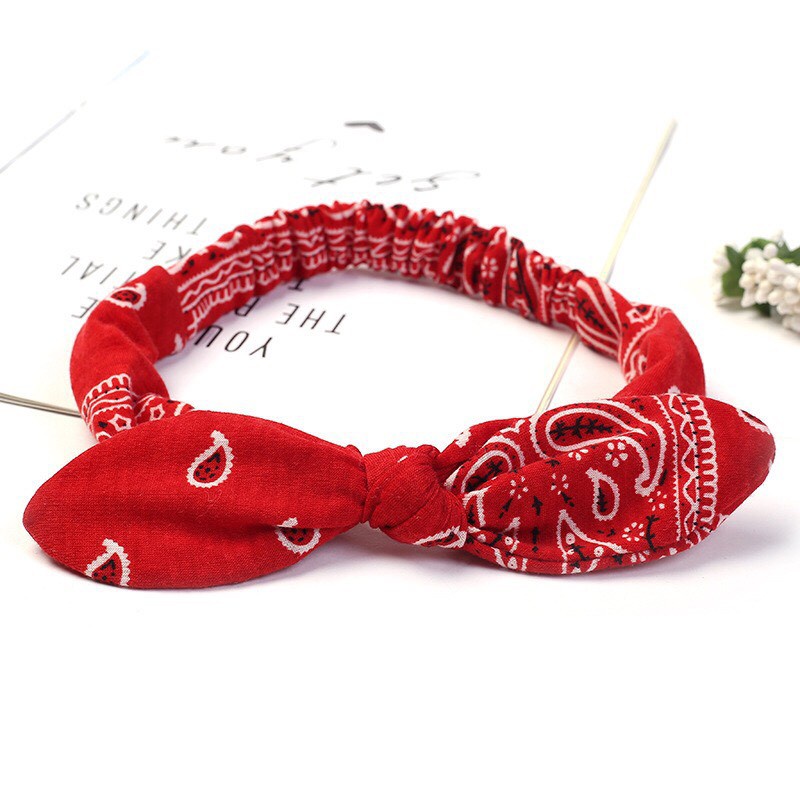 Bờm tóc tai thỏ băng đô tóc họa tiết bandana có chung may sẵn chất vải thun - Mã BD003