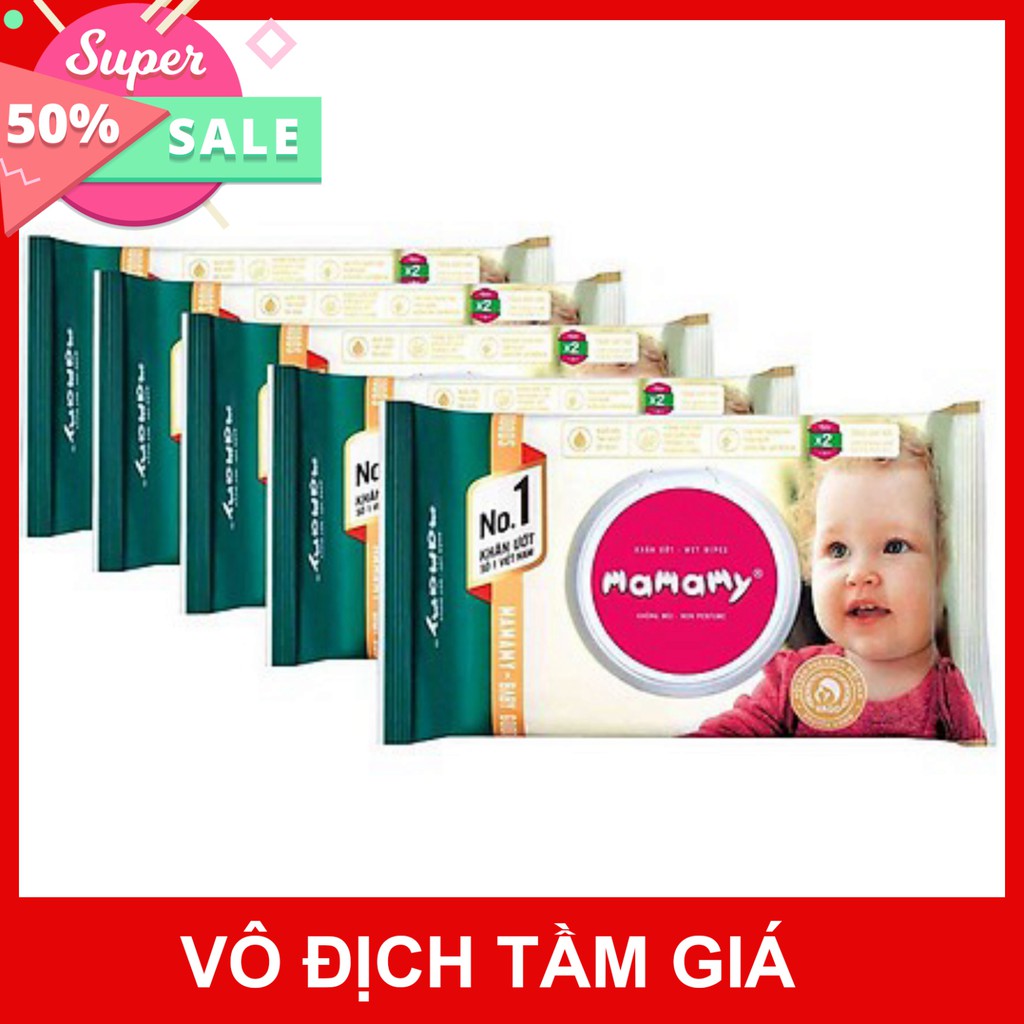 Combo 24 gói  khăn ướt Mamamy lau người cho bé không gây kích ứng, khăn giấy ướt am toàn cho bé
