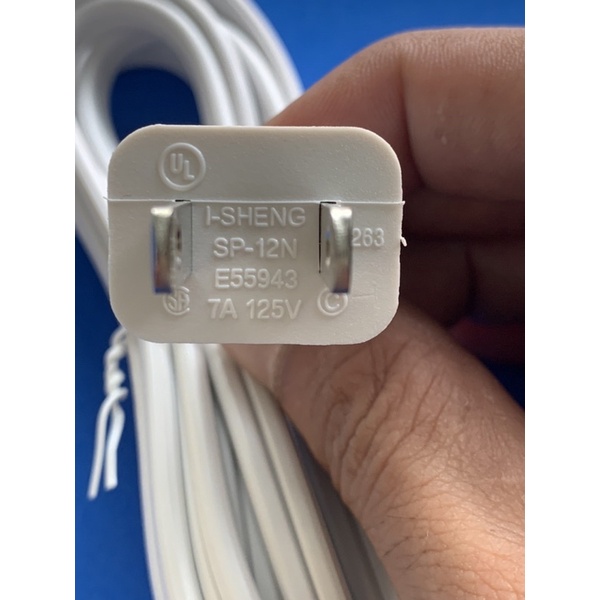 Dây nguồn AC phích dẹt ra 2 lỗ số 8 màu trắng