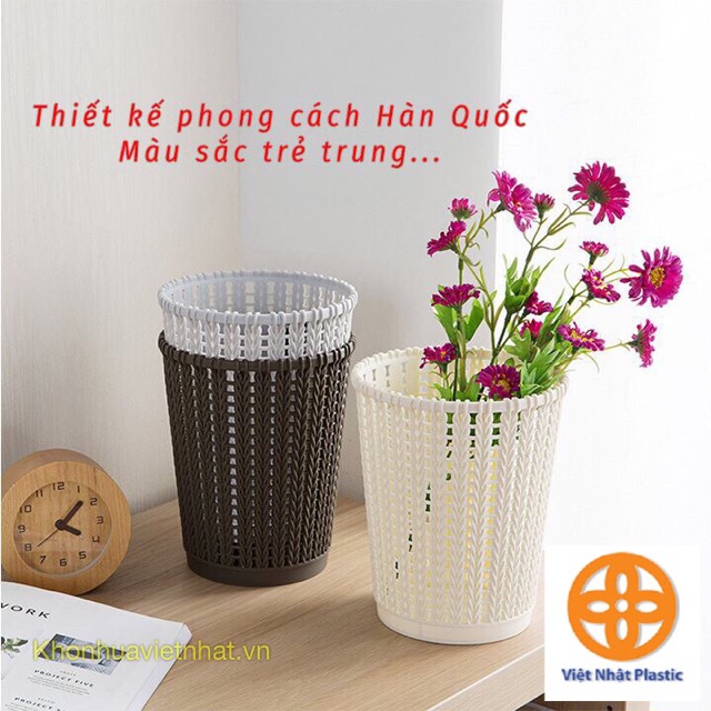 ⚡HOT⚡ Sọt rác nhựa giả mây đan phong cách hàn quốc nhựa Việt Nhật