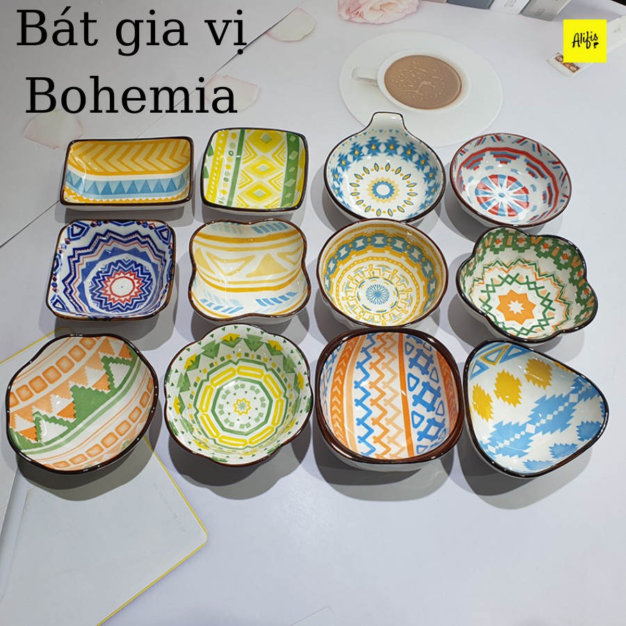 [12 mẫu shop chụp] Đĩa đựng gia vị, bát gia vị phong cách Bohemia nhiều họa tiết