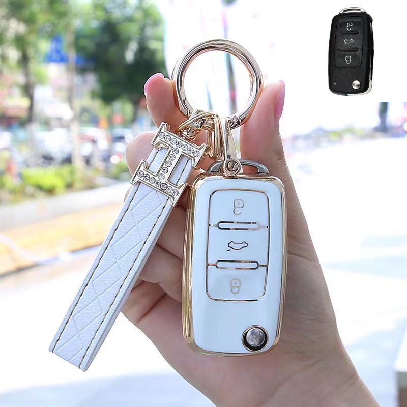 Vỏ Bọc Chìa Khóa Xe Volkswagen VW Polo Golf Passat Tiguan Beetle Caddy T5 Up Eos Skoda Octavia Seat Leon Altea