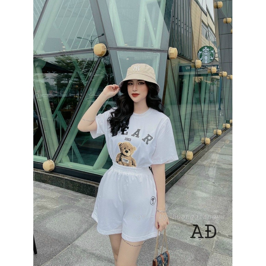 Set Quần Short + Áo Phông BEAR 1983 Ullzang (Ảnh thật/Có Sẵn)
