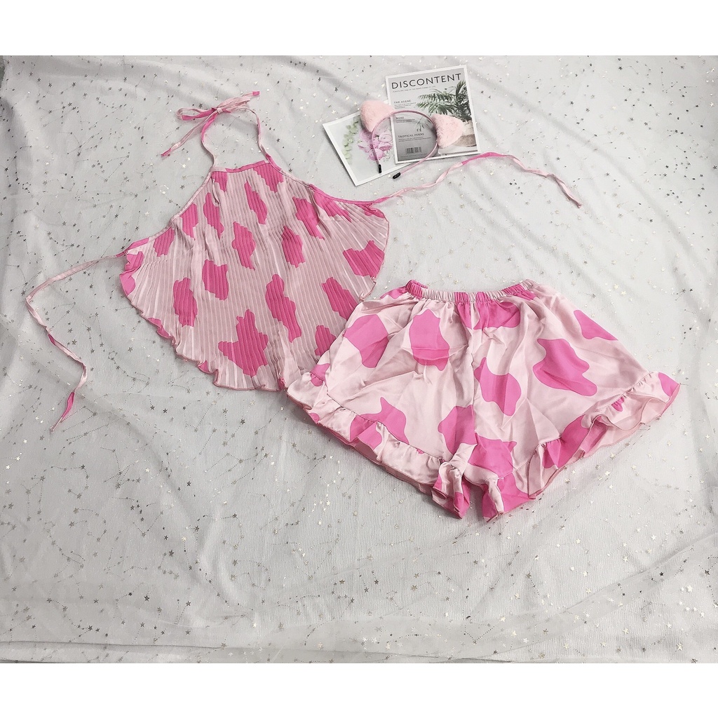 Yếm ngủ lụa Satin dập li quần bèo quyến rũ (Ảnh chụp thật) | BigBuy360 - bigbuy360.vn