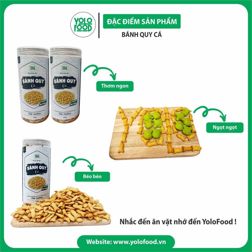 Bánh quy cá mặn hộp 250g YOLO FOOD đồ ăn vặt ngon , bánh cá mặn tuổi thơ thơm giòn béo vị mặn mặn , chất lượng  ATVSTP