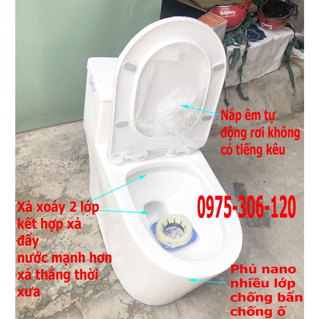 Bồn Cầu Liền khối 1 Khối 2372NA Phương Nam Phát XẢ XOÁY 2 LỚP KẾT HỢP XẢ ĐẨY NƯỚC MẠNH MEN NANO CAO CẤP