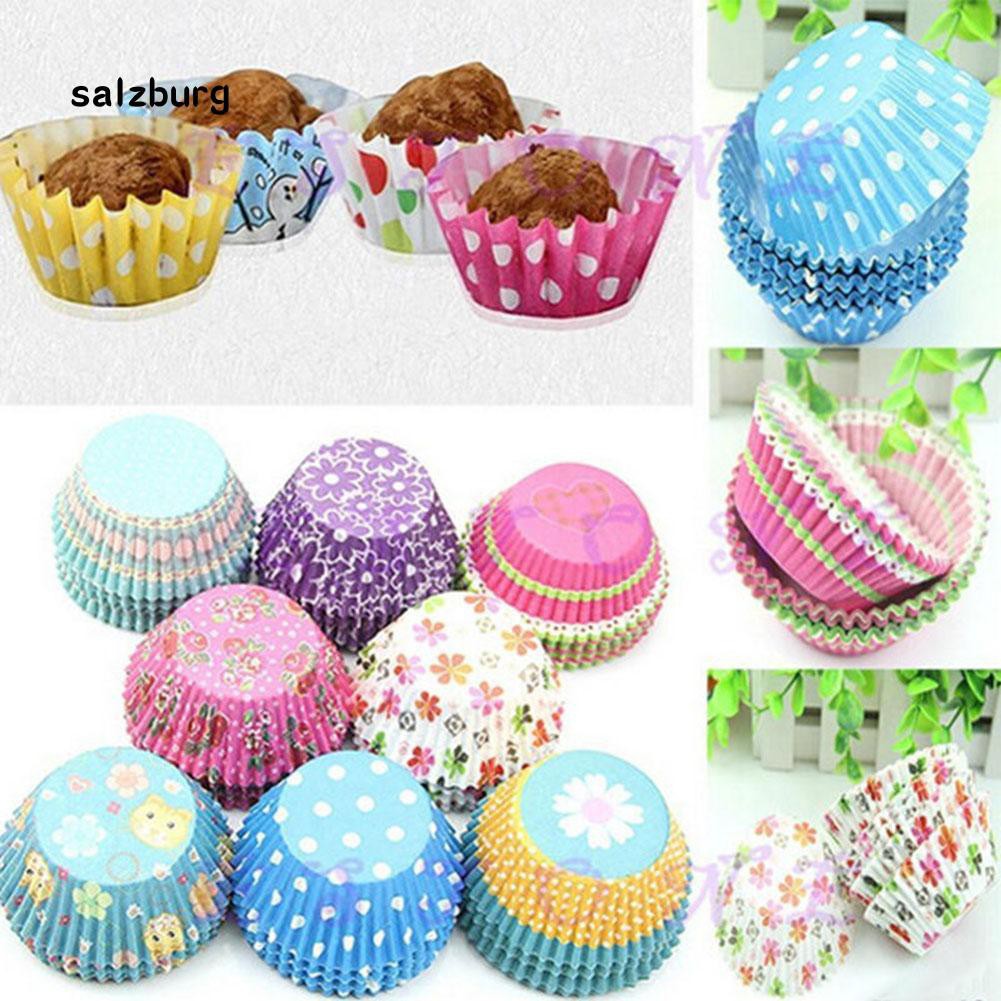 ( giảm mạnh ) Bộ 100 khuôn giấy nhiều màu trang trí bánh cupcake