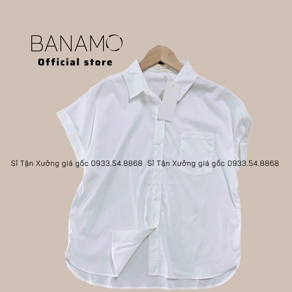 Áo sơ mi nữ tay hến phong cách công sở siêu đẹp thời trang Banamo Fashion sơ mi tay hến 3923 | BigBuy360 - bigbuy360.vn