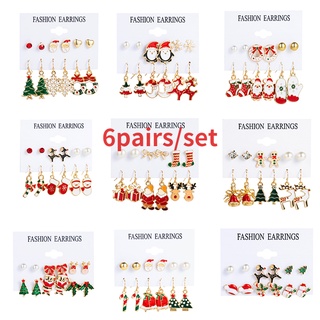  Set 6 đôi khuyên tai phong cách Giáng sinh thời trang cho nữ 