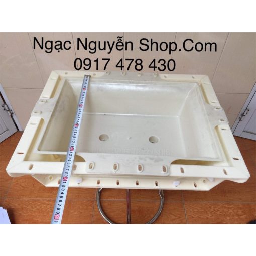 Khuôn chậu chữ nhật 60 kích thước 60x40 cao 20 vuông góc hoa văn chim mai chất liệu nhưa abs đủ lòng trong tấm đáy