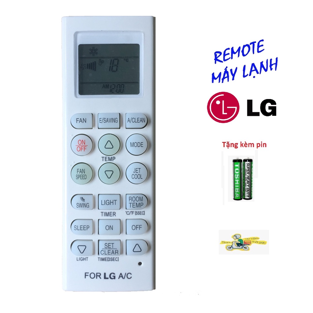 Điều khiển điều hòa LG E09SQ dài-18 nú 1  nút cam và 3 nút xanh loại tốt thay thế khiển zin theo máy - Remote LG