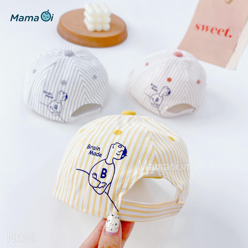 NK82 NÓN KẾT LƯỠI TRAI CHO BÉ THÊU SỐ 2  CHẤT LIỆU COTTON CHO BÉ TỪ  5-16 THÁNG CỦA MAMAOI - THỜI TRANG CHO BÉ