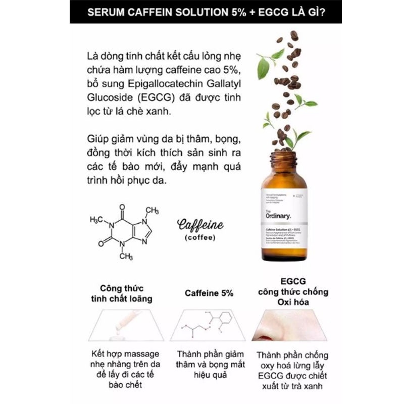 Serum The ordinary Caffeine Solution 5%+EGCG 30ml Giảm thâm quầng mắt Giảm túi mắt Giảm bọng mắt