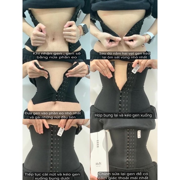 Đai nịt bụng giảm mỡ Amy Sline quấn bụng định hình, siết eo tương thích với mẹ bỉm sau sinh 24cm màu đen nude