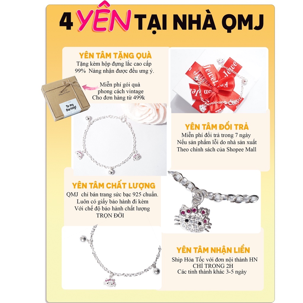 Lắc tay nữ bạc 925 Hello Kitty phụ kiện thời trang cao cấp limeted QMJ Q605