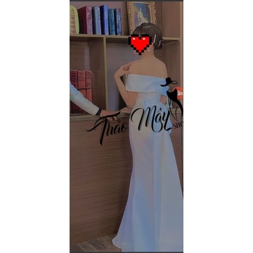 Đầm váy dạ hội, cô dâu đi bàn đuôi cá mặc 5 kiểu trong 1 phối nơ lưng hoặc bẹt vai sang chảnh