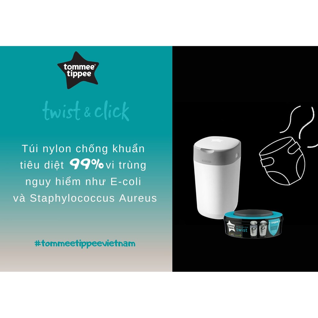 [Mã FMCGM50 - 8% đơn 250K] Túi xử lý tã cho bé Tommee Tippee (1 hộp)