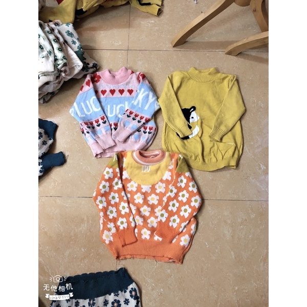 Áo len hoa tay bồng cho bé gái