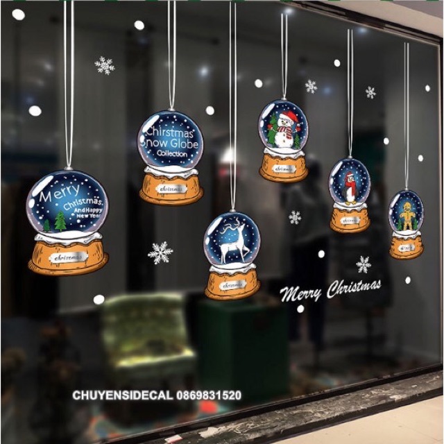 Decal dán tường Noel - Cầu Tuyết Xanh Biển