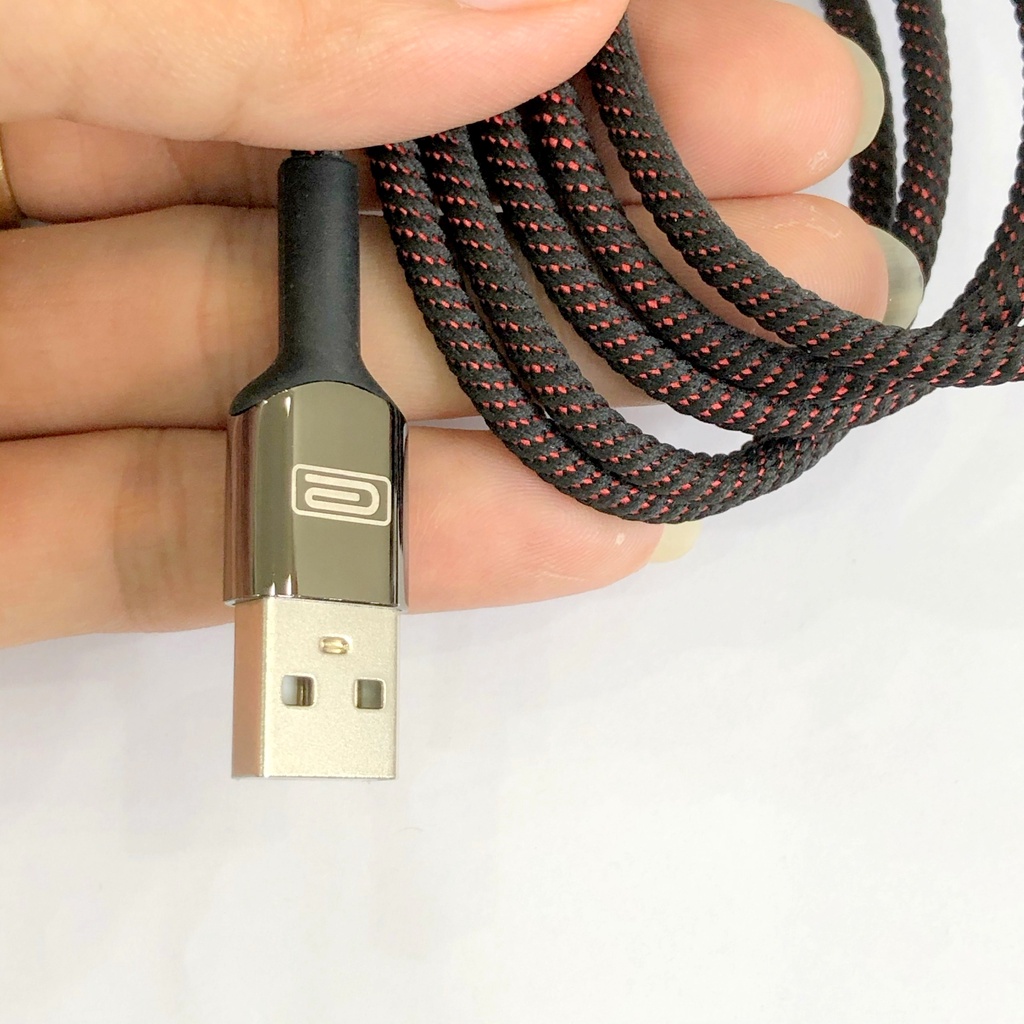 Cáp sạc tự ngắt IP063i,dây xạc bọc dù có đèn led báo,tương thích củ cóc sạt nhanh cho IP5/6/7/8/x/11/12 dài 1m